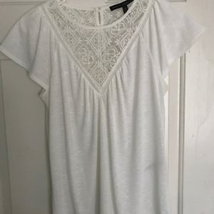 White House Black Market White Lace Inset Top